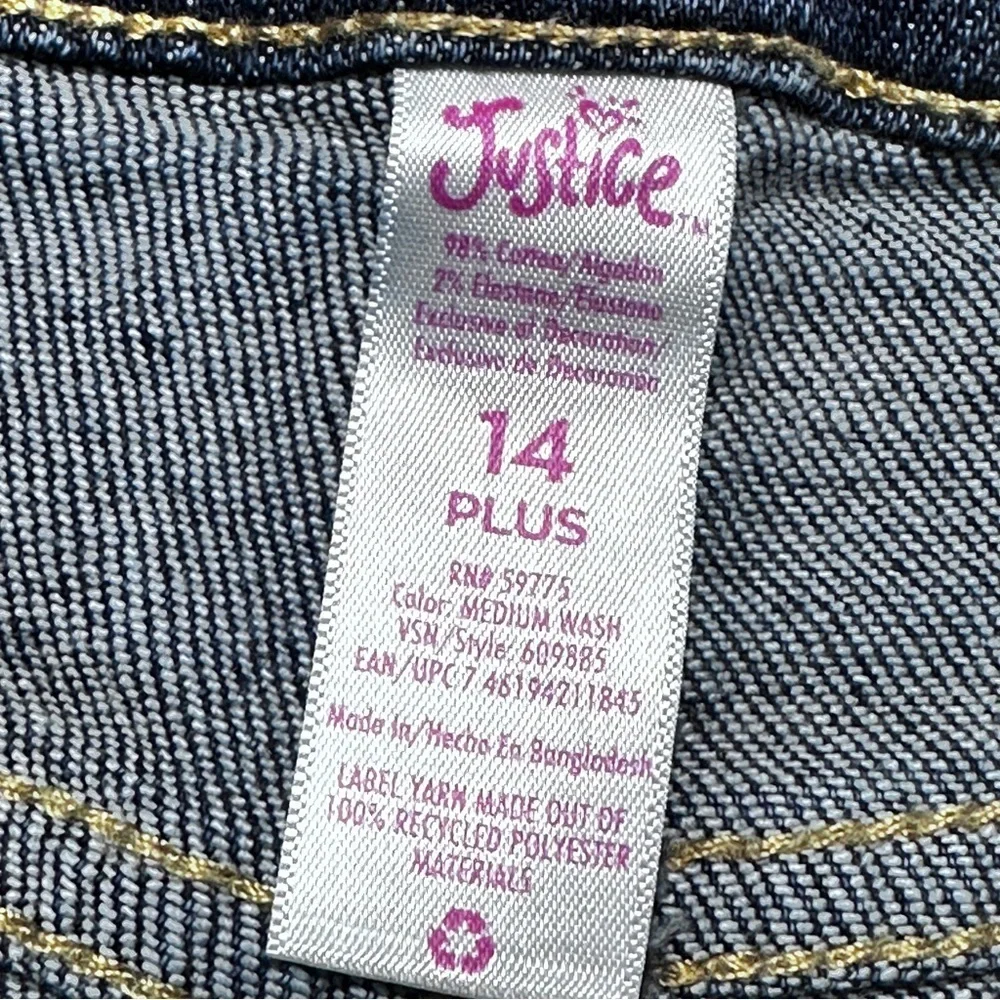 Justice Cutoffs Intentionally Distressed, Rolled Cuff Med Wash Size 14 Plus